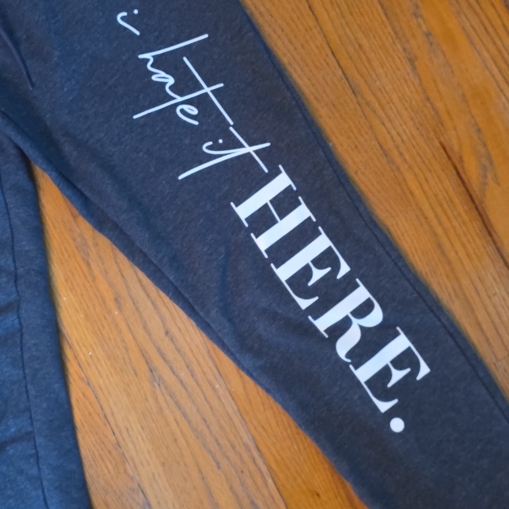 Matt Matthews Joggers Size Large Charcoal "I Hate It Here." - Picture 2 of 15